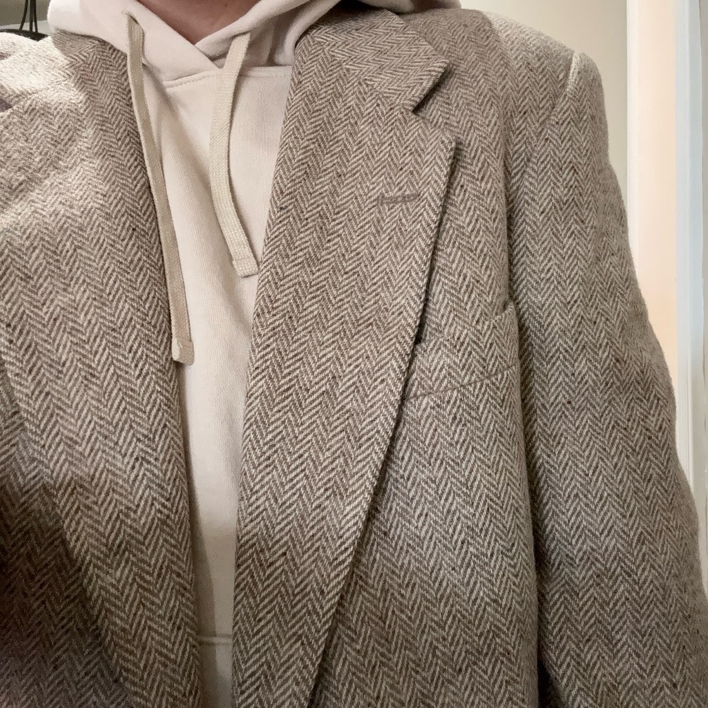 Farah Wool Herringbone Tweed Blazer 42L β Speckled Donegal Look - Picture 12 of 14